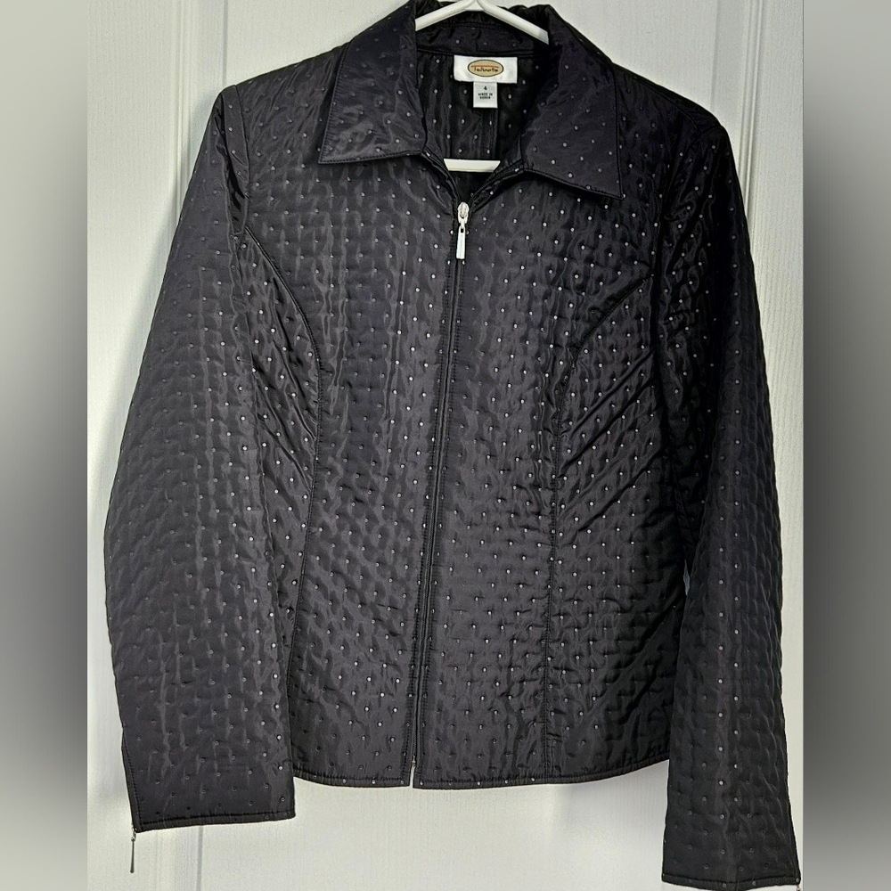 Talbots Black Quilted Jacket Size:4